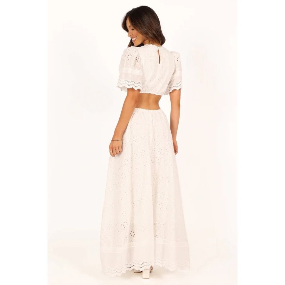 Petal & Pup White Merletto Cut Out Maxi Dress Eyelet Embroidery SZ S NWT - Picture 5 of 7